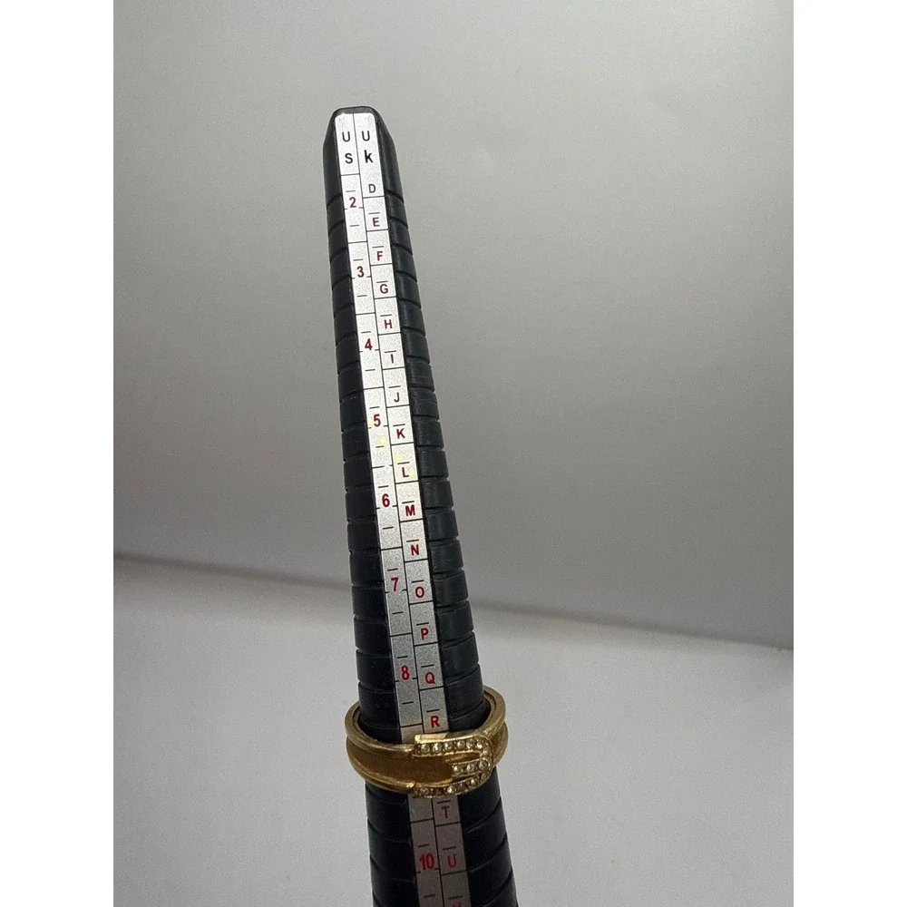 Vintage Avon Gold Tone‎ Belt Buckle Rhinestone Statement Ring Size 8.5